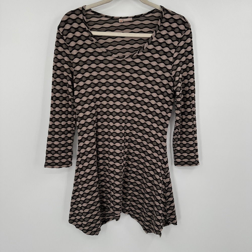 Tianello Asbury‎ Blouse Women Size S Geometric Print Long Sleeve Made in USA